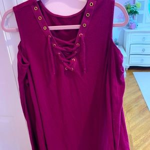 Adorable tie cold shoulder top